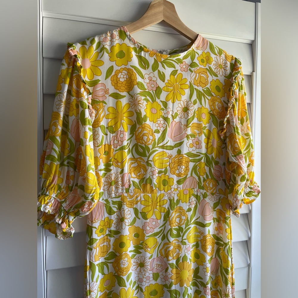 Faithfull the Brand Yellow Floral Midi Dress - Picture 3 of 9